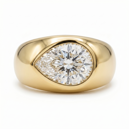 Nova Lateral Signet Ring – Orange Padparadscha Sapphire