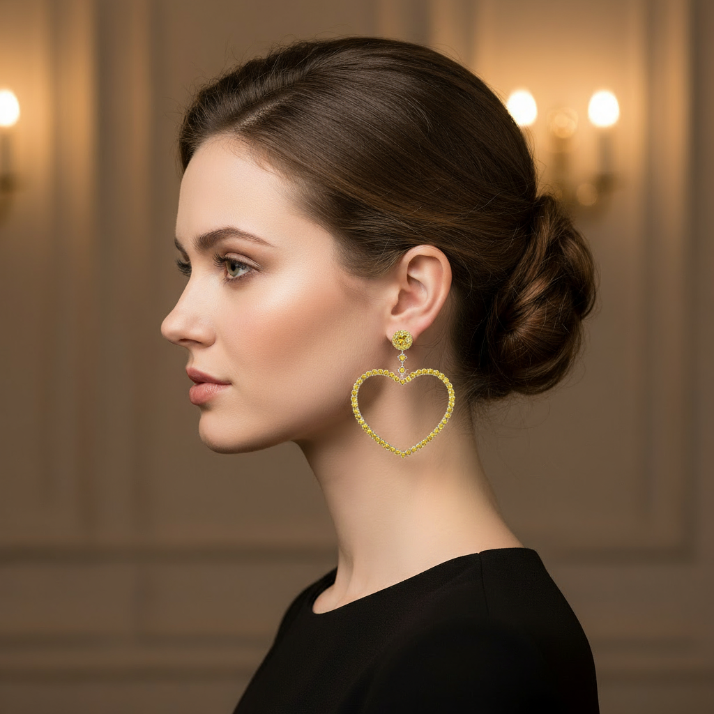 Amore Grand Heart Earrings – Yellow Sapphire