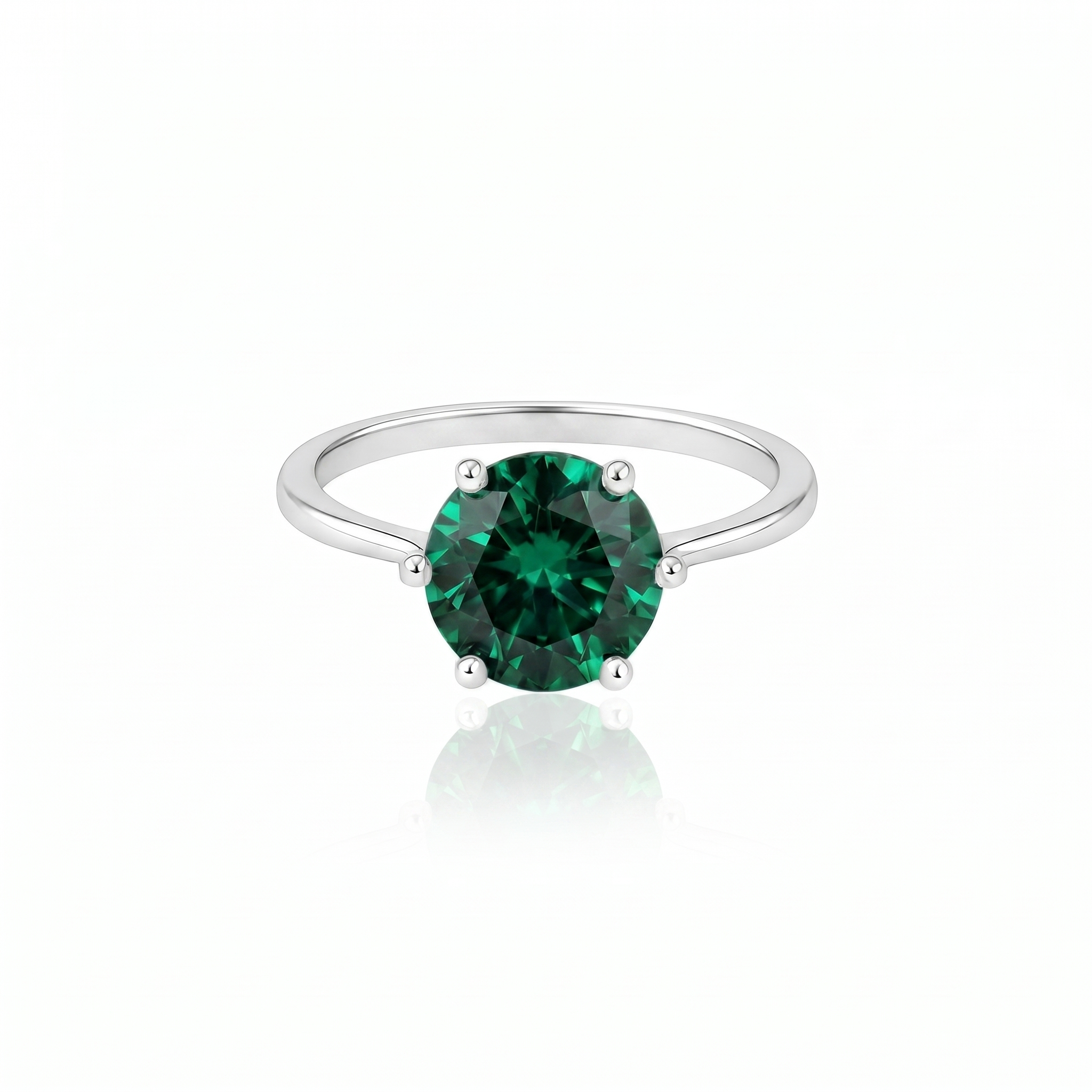 Juno Bold Solitaire Ring – Zambian Green Emerald