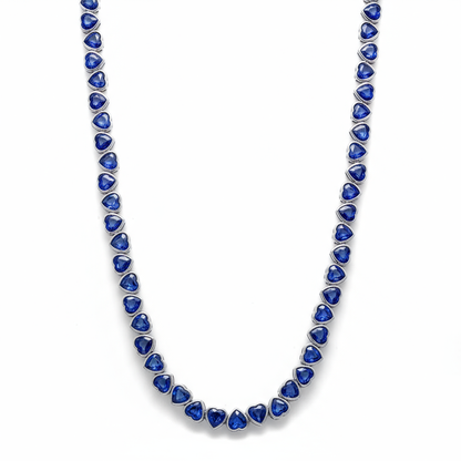Amore Frame Tennis Necklace – Blue Sapphire