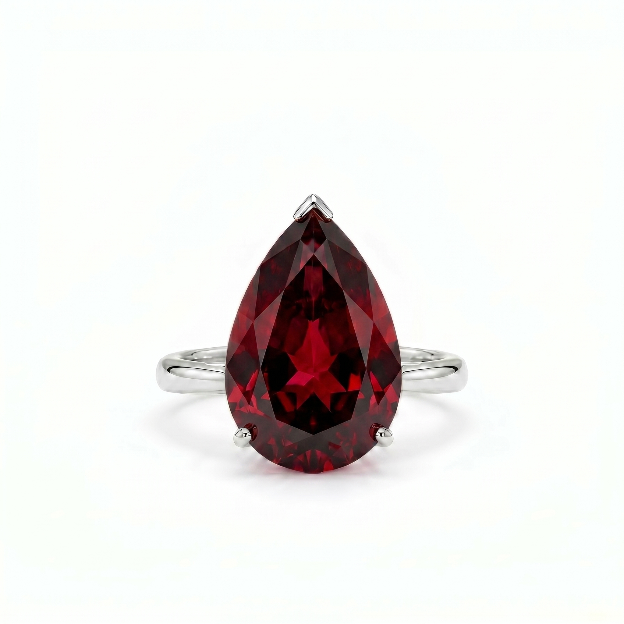 Nova Bold Solitaire Ring – Deep Red Garnet