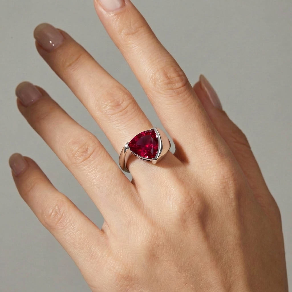 Aria Trillion Frame Ring – Red Ruby