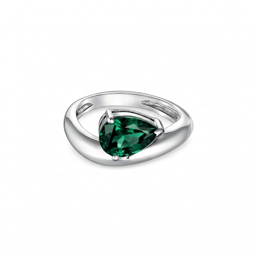Nova Wave Solitaire Ring – Zambian Green Emerald