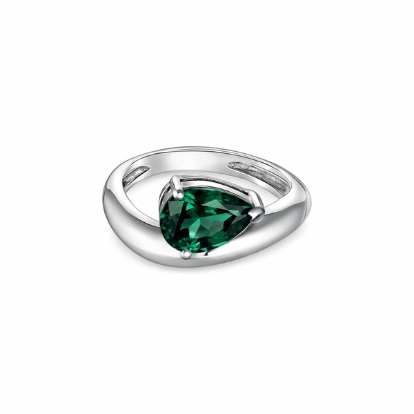 Nova Wave Solitaire Ring – Zambian Green Emerald