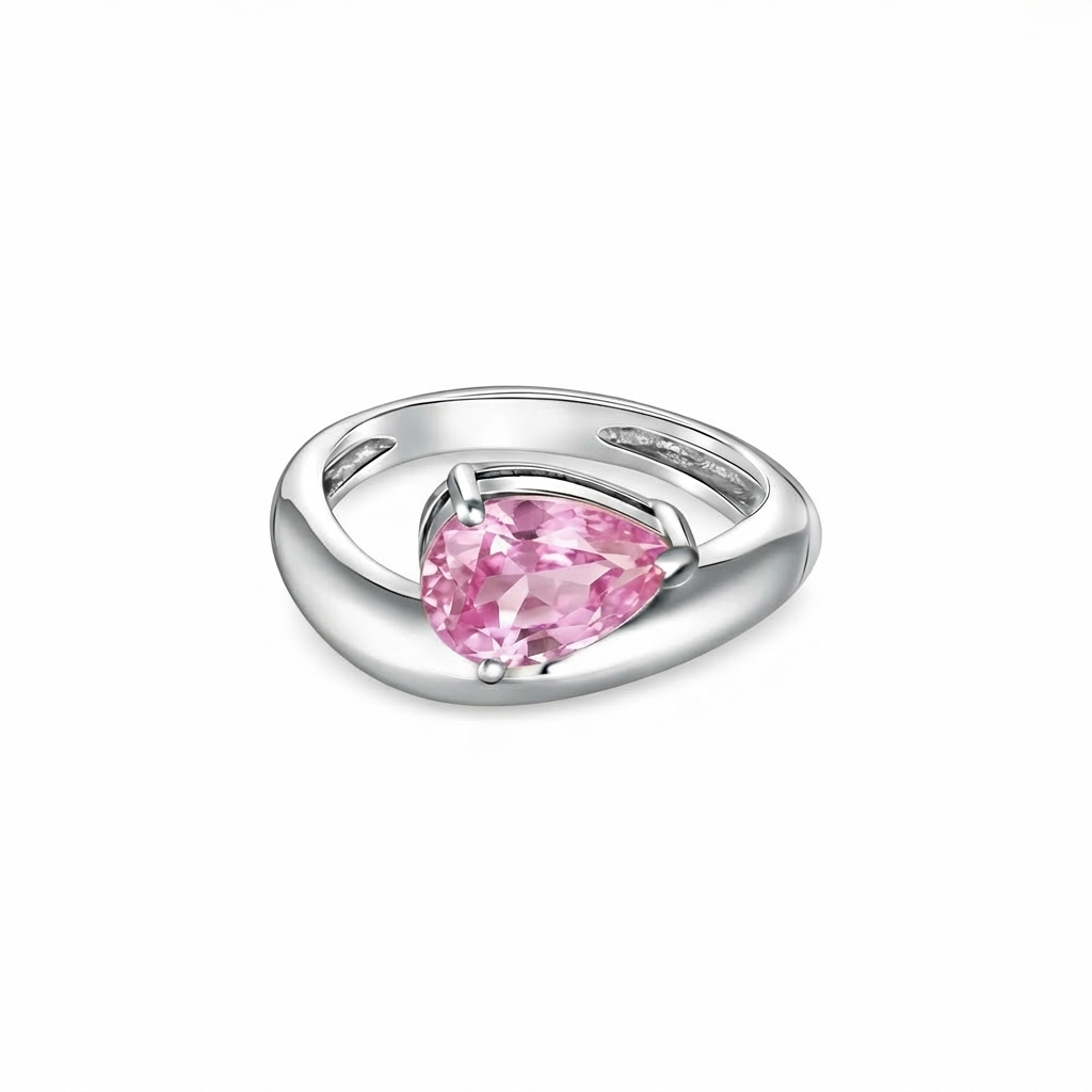 Nova Wave Solitaire Ring – Light Pink Sapphire