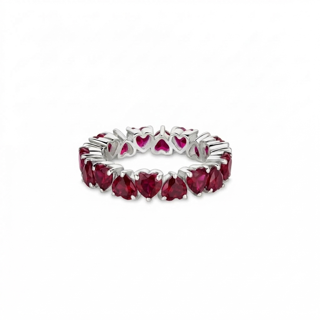 Amore Eternity Ring – Deep Red Garnet