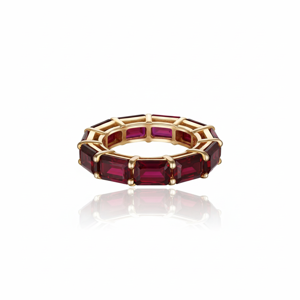 Nexus Tennis Ring – Deep Red Garnet