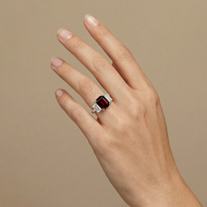 Nexus Trilogy Ring – Deep Red Garnet