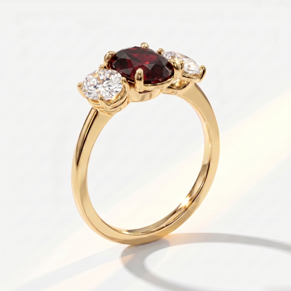 Velara Trilogy Ring – Deep Red Garnet
