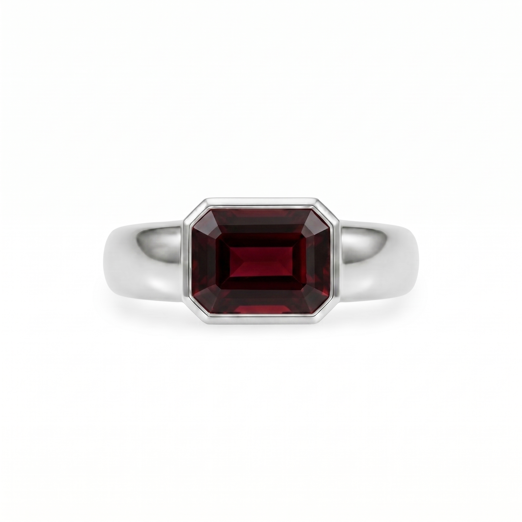 Nexus Lateral Solitaire Ring – Deep Red Garnet