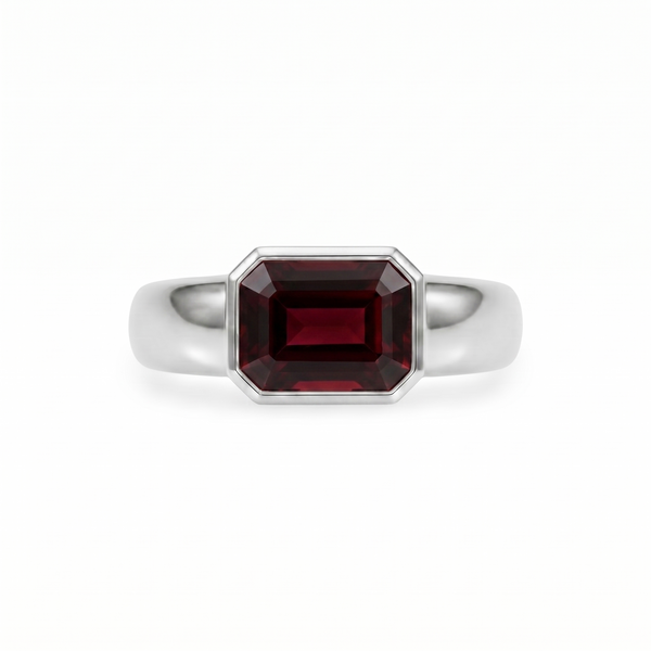 Nexus Lateral Solitaire Ring – Deep Red Garnet