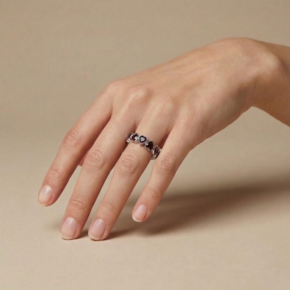 Amore Frame Eternity Ring – Deep Red Garnet