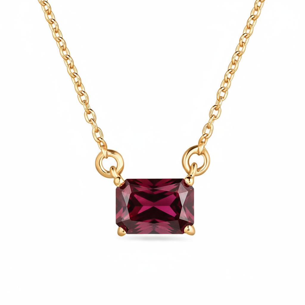 Nexus Solitaire Necklace – Deep Red Garnet