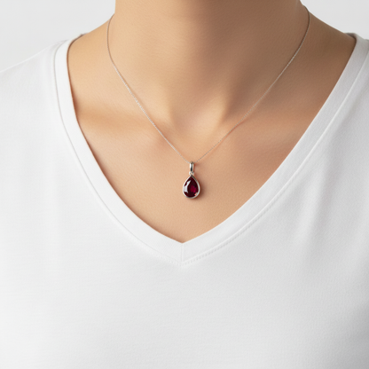Nova Bold Solitaire Pendant – Deep Red Garnet