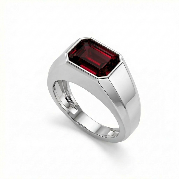 Nexus Signet Ring – Deep Red Garnet