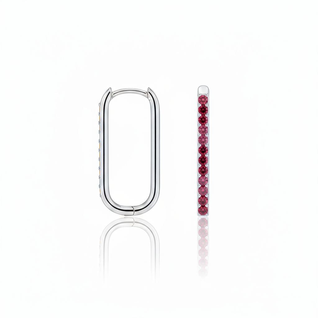 Linea Trace Earrings – Deep Red Garnet
