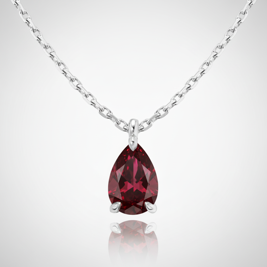 Nova Solitaire Necklace – Deep Red Garnet