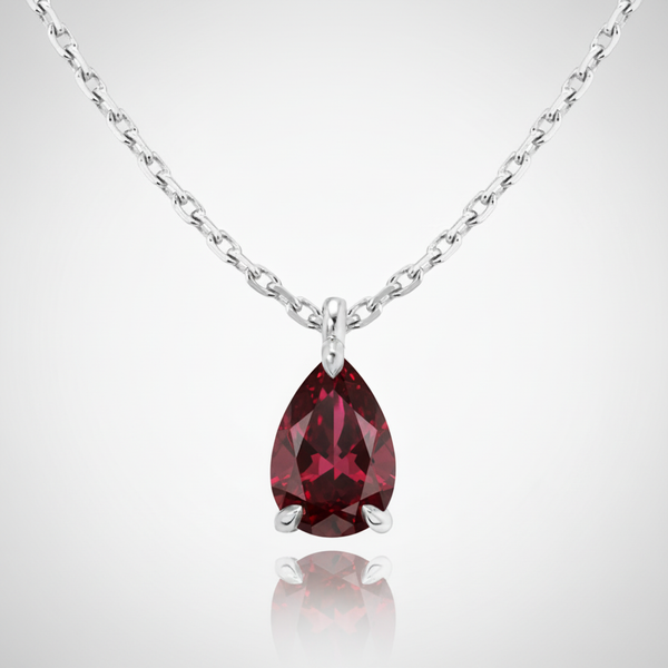 Nova Solitaire Necklace – Deep Red Garnet