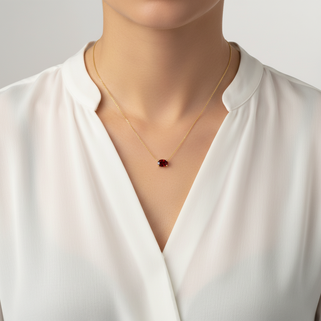 Velara Solitaire Necklace – Red Ruby