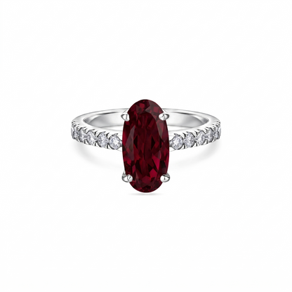 Velara Axis Ring – Deep Red Garnet