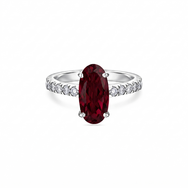 Velara Axis Ring – Deep Red Garnet