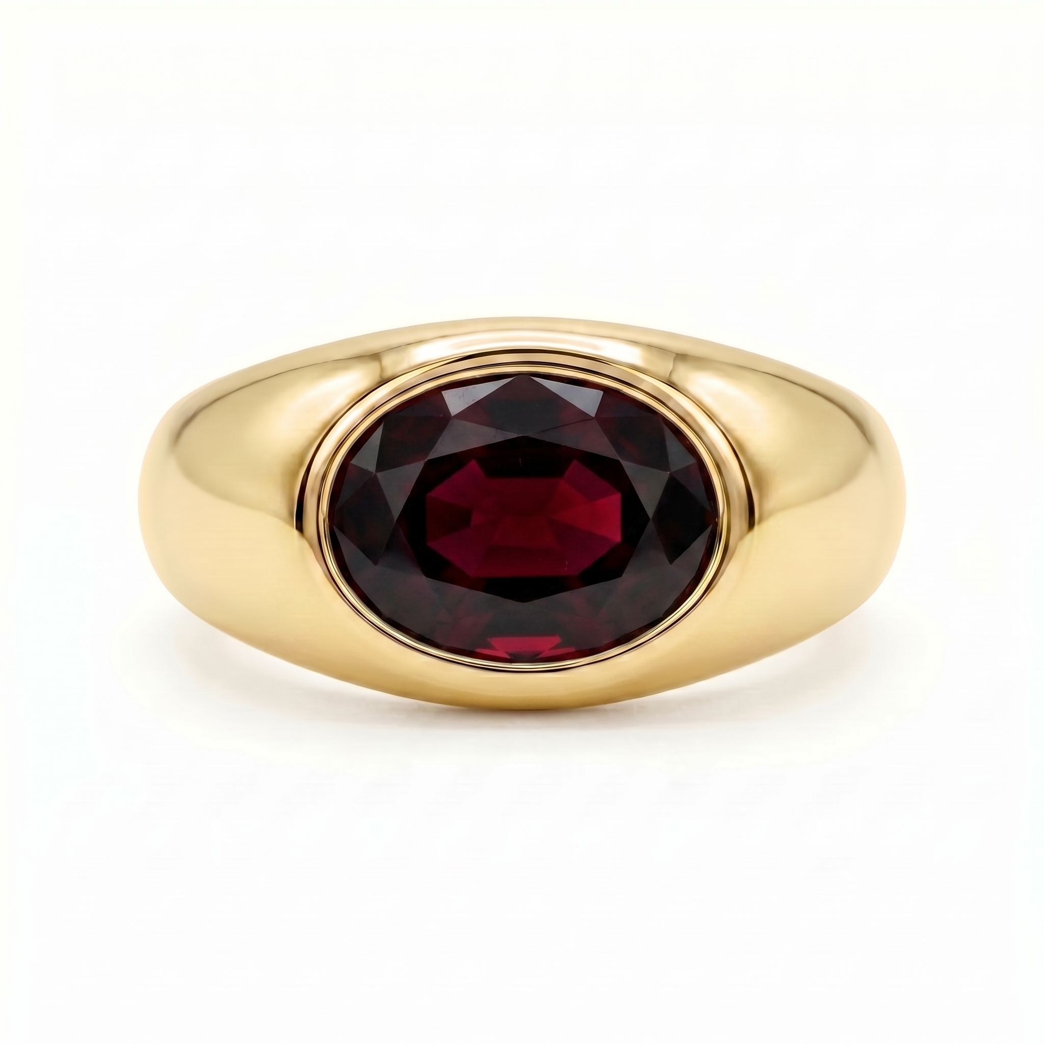 Velara Lateral Signet Ring – Deep Red Garnet