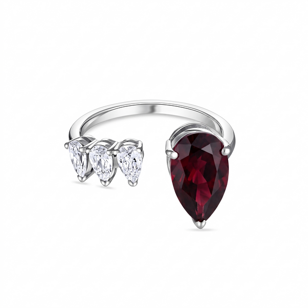 Nova Flare Open Ring – Deep Red Garnet