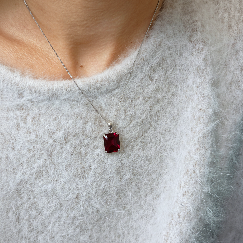 Nexus Statement Pendant – Deep Red Garnet