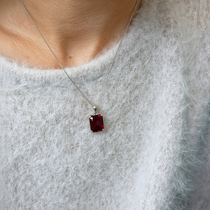 Nexus Statement Pendant – Deep Red Garnet