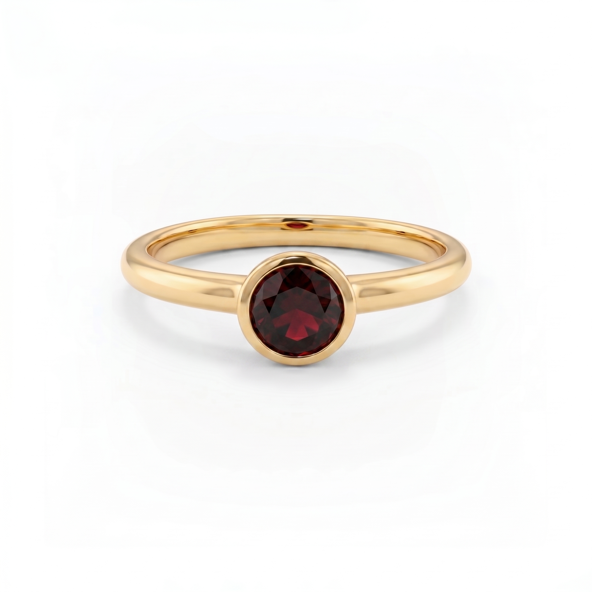 Forma Solitaire Ring – Deep Red Garnet