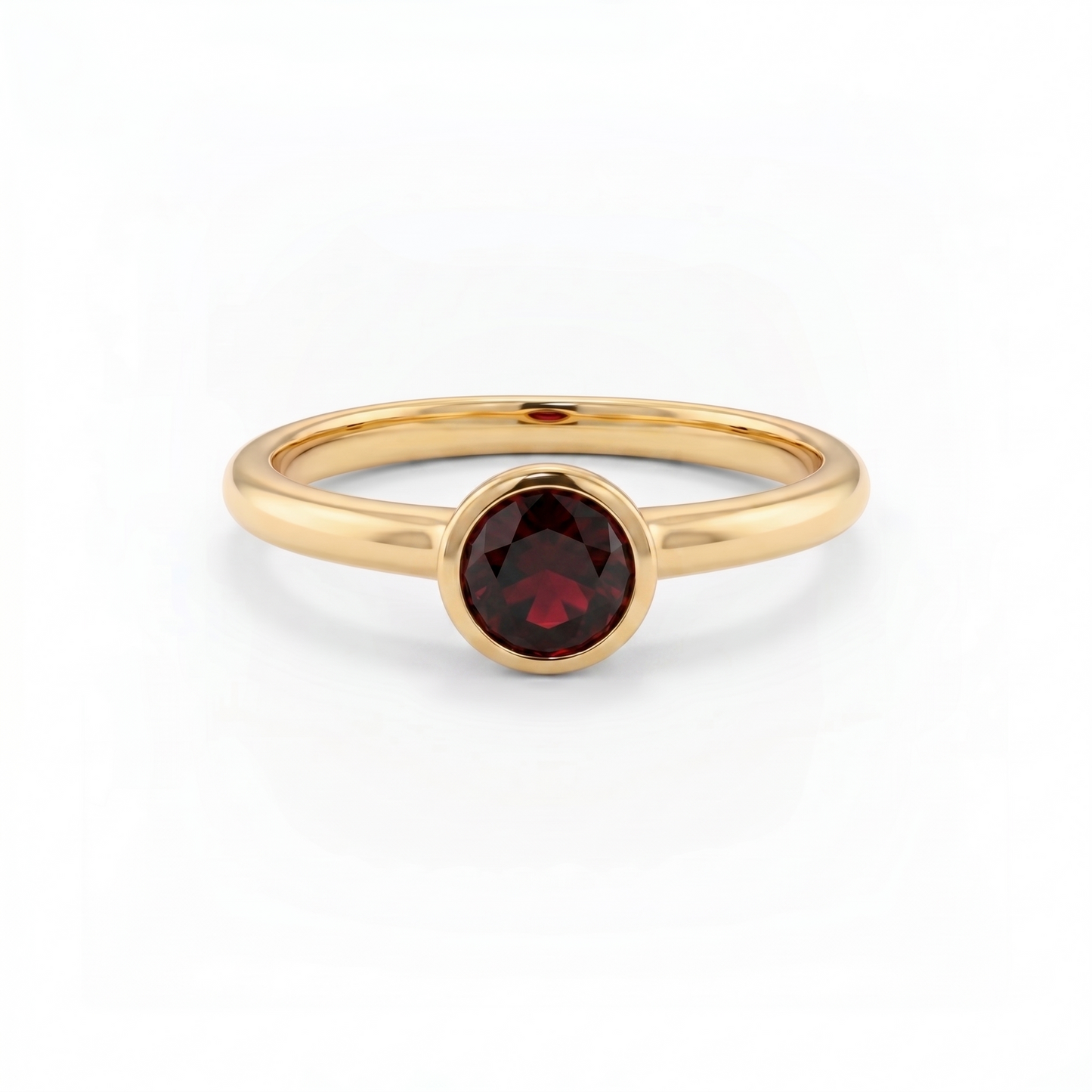 Forma Solitaire Ring – Deep Red Garnet