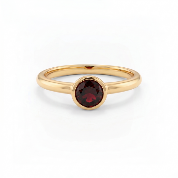 Forma Solitaire Ring – Deep Red Garnet