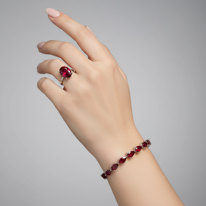 Nova Tennis Bracelet – Deep Red Garnet