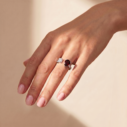 Nova Open Ring – Deep Red Garnet