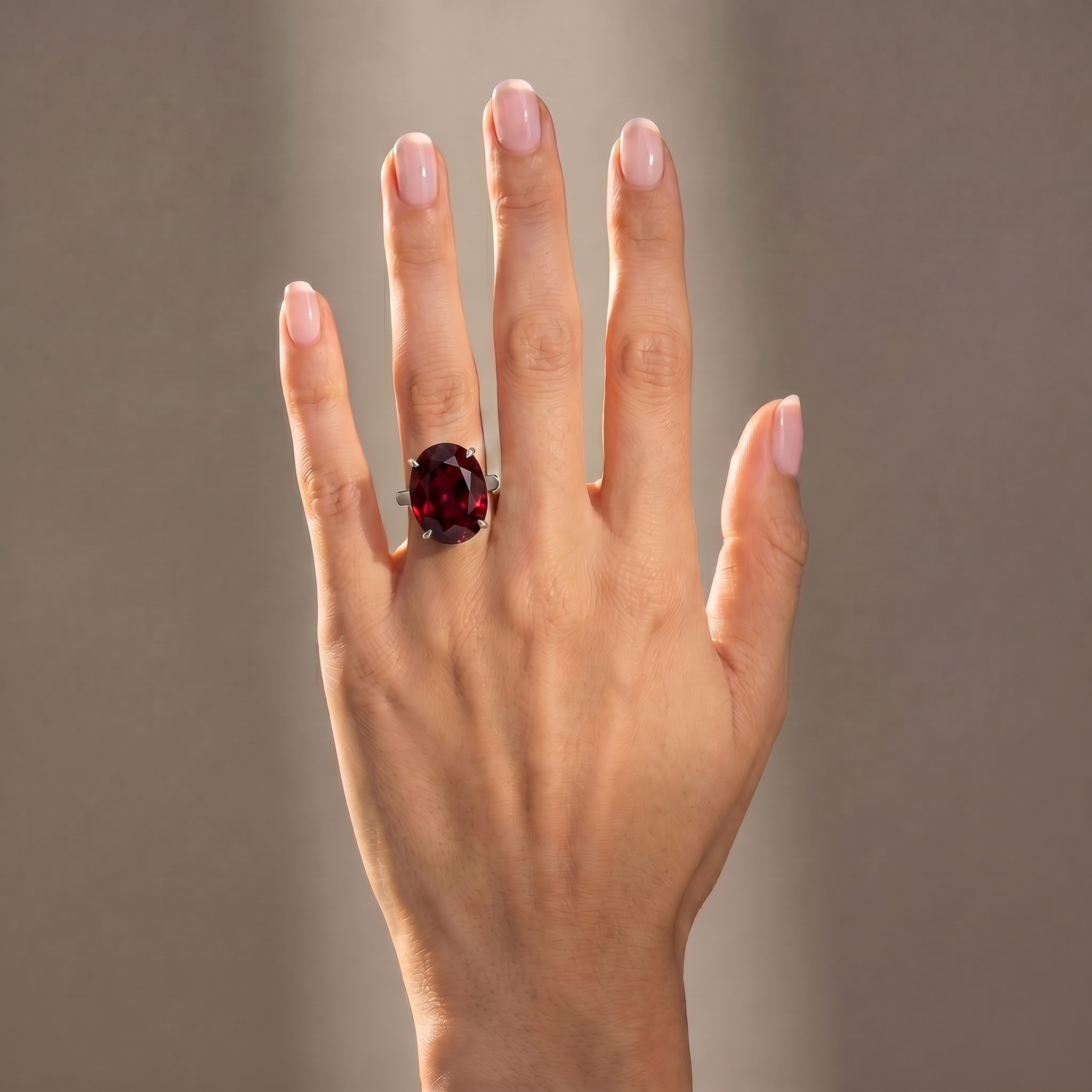 Velara Gala Ring – Deep Red Garnet