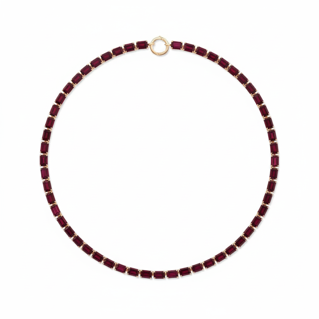 Nexus Tennis Necklace – Deep Red Garnet