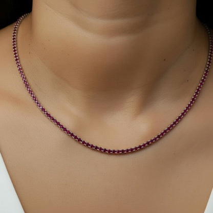 Juno Mini Tennis Necklace – Deep Red Garnet