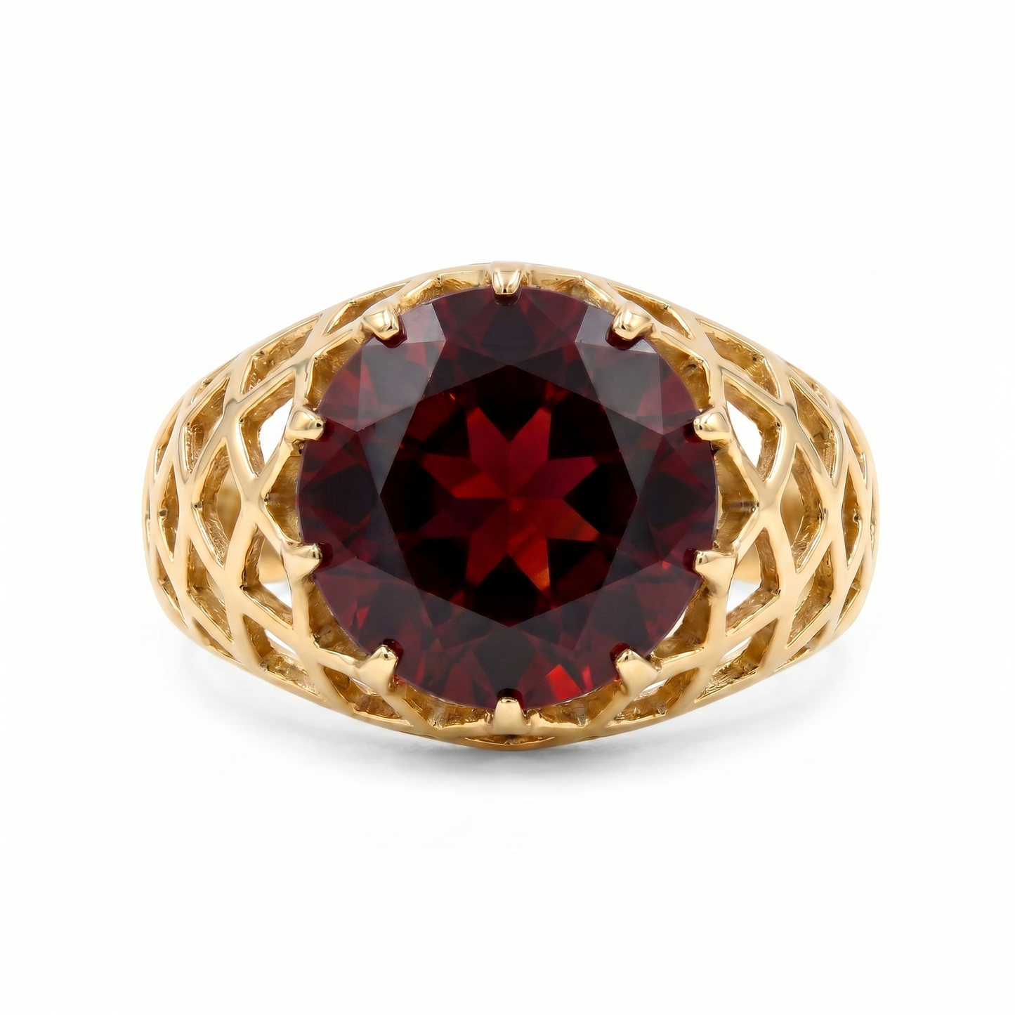 Juno Trellis Ring – Deep Red Garnet