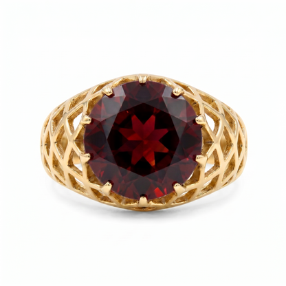 Juno Trellis Ring – Deep Red Garnet