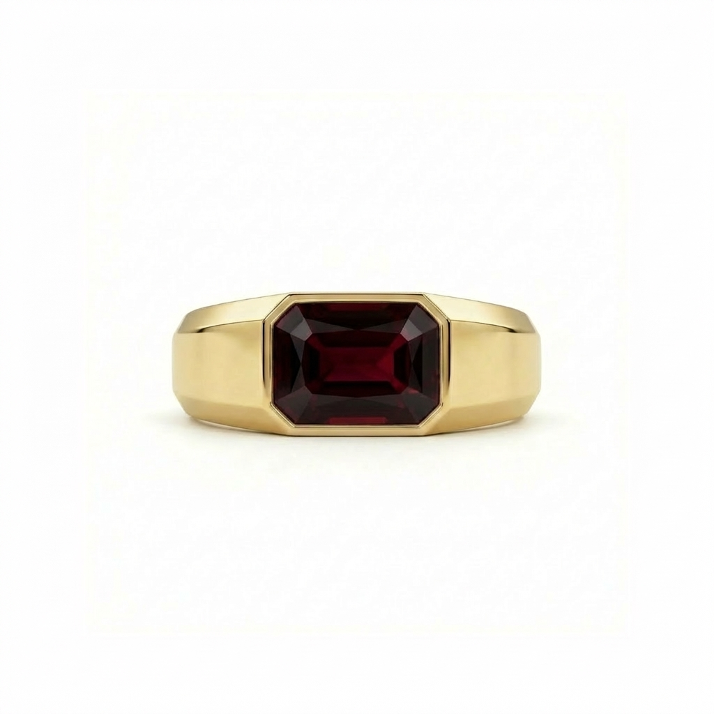 Nexus Signet Ring – Deep Red Garnet