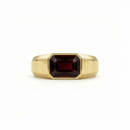 Nexus Signet Ring – Deep Red Garnet