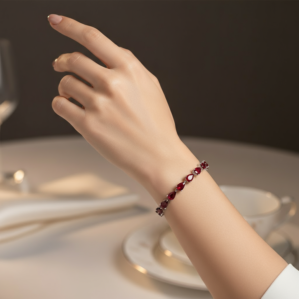 Nova Tennis Bracelet – Deep Red Garnet
