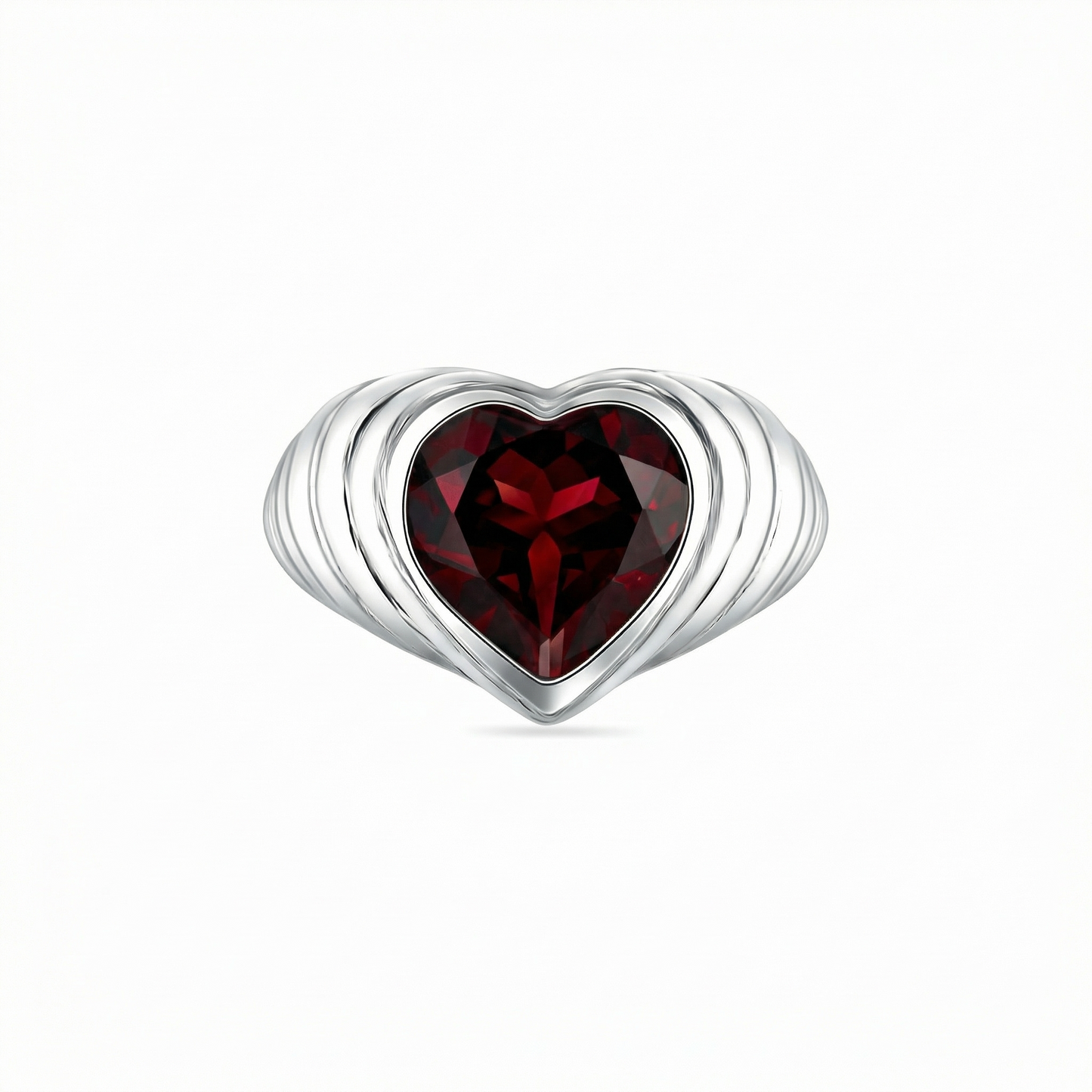 Amore Signet Ring – Deep Red Garnet