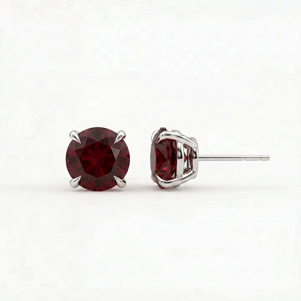Juno Stud Earrings – Deep Red Garnet