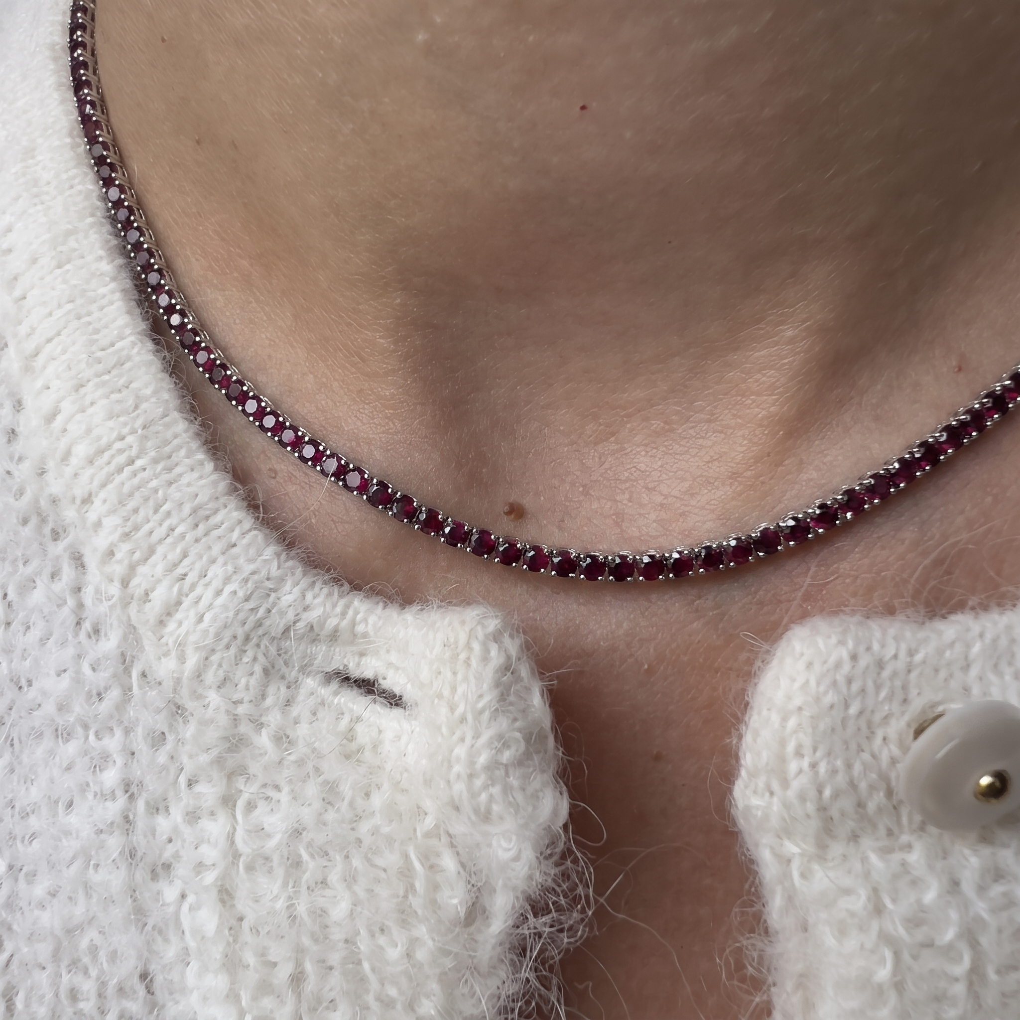 Juno Half Tennis Necklace – Deep Red Garnet
