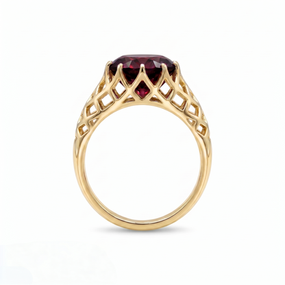 Juno Trellis Ring – Deep Red Garnet