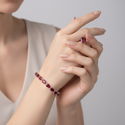 Nova Tennis Bracelet – Deep Red Garnet