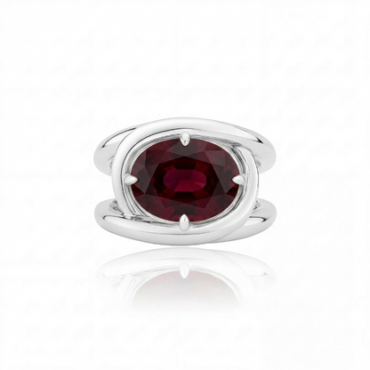 Velara Twist Ring – Deep Red Garnet