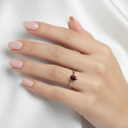 Nova Solitaire Ring – Deep Red Garnet
