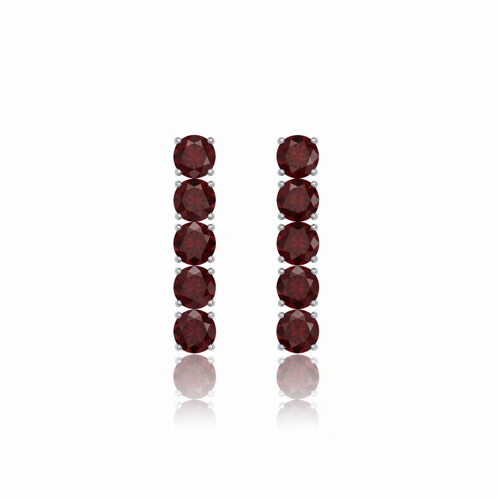 Juno Tennis Charm Earrings – Deep Red Garnet